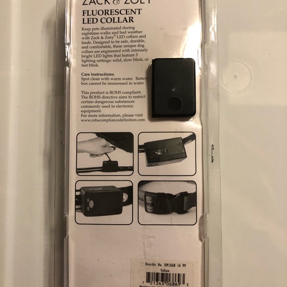 Zack & Zoey Fluorescent LED Dog Collar Yellow - Picture 4 of 6